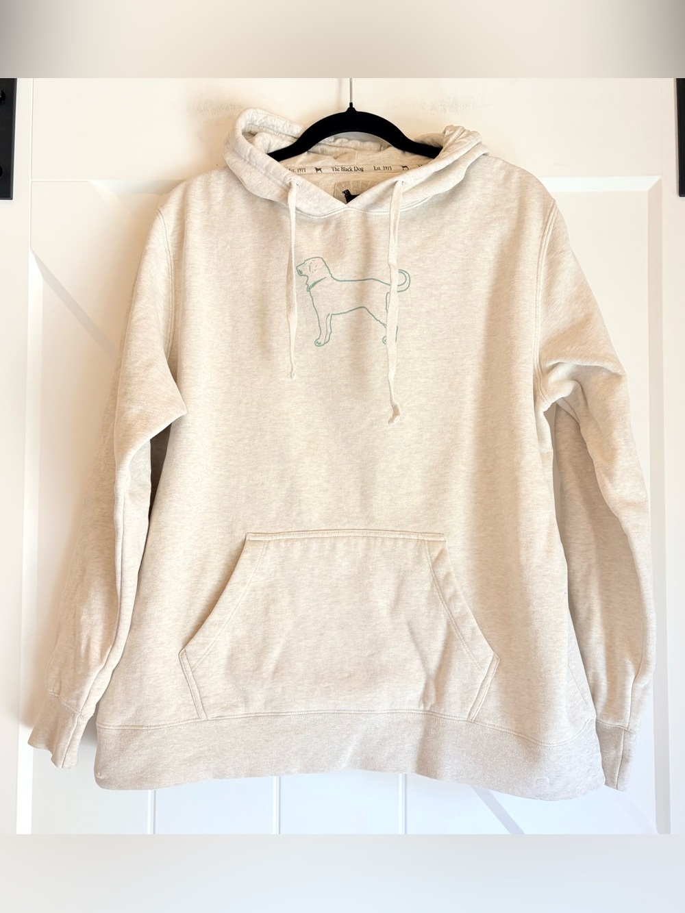 The Black Dog Hoodie Cream Oatmeal Teal Classic Collection L